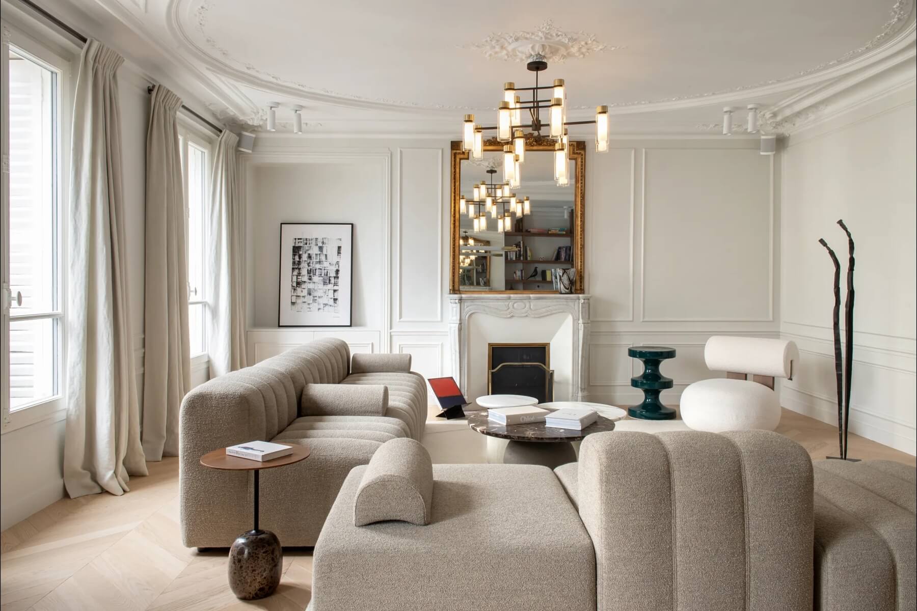 Restored Haussmannian apartment with moulding and parquet