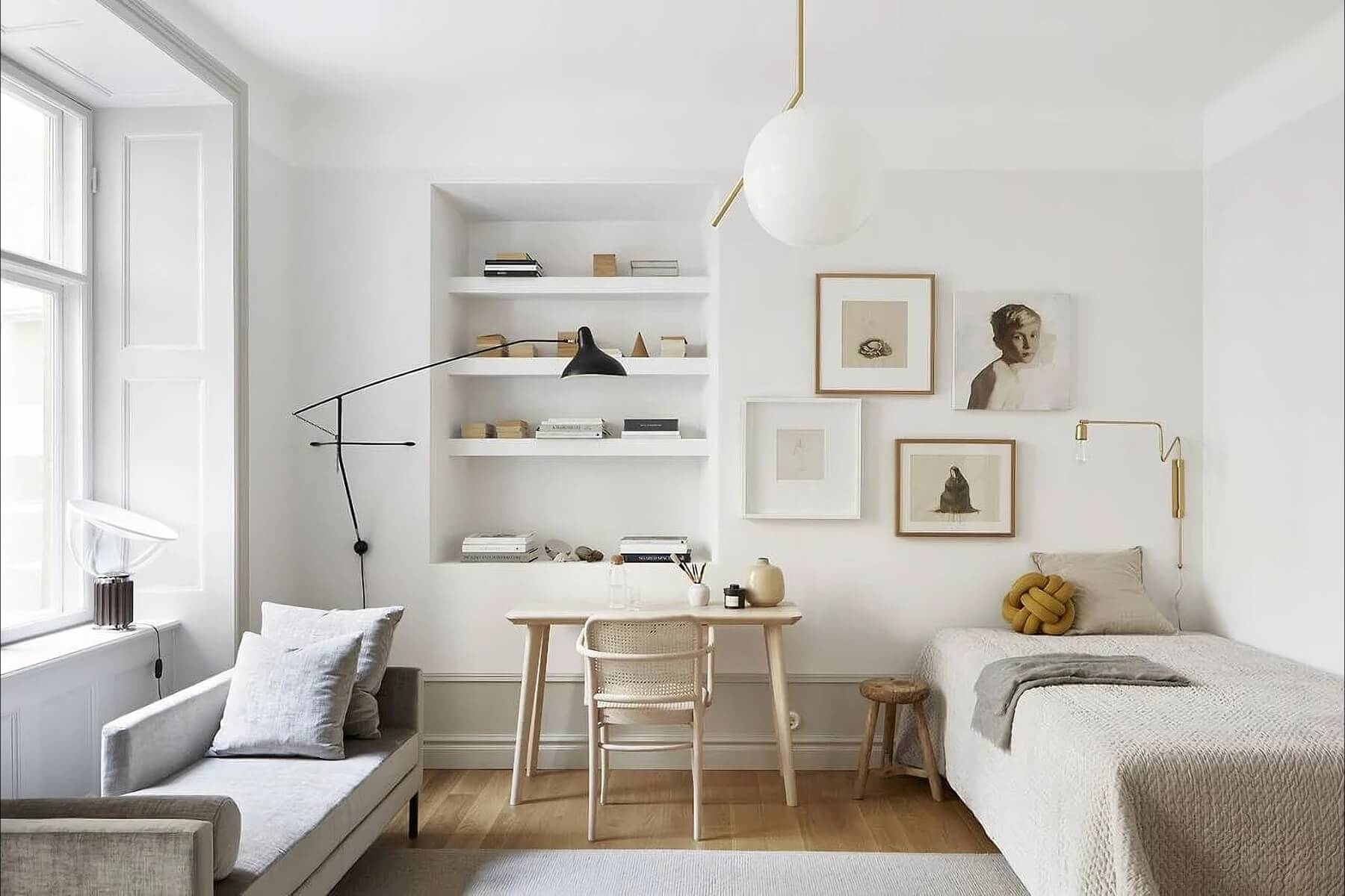 Small studio with optimised layout and built-in storage