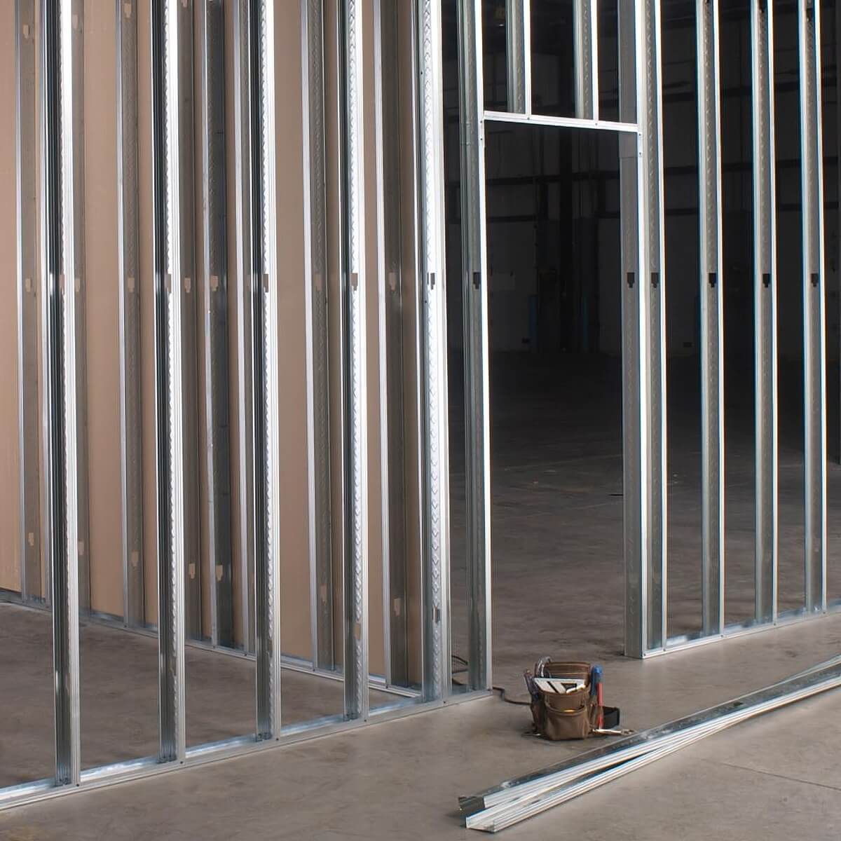 Metal stud framing for a new partition wall